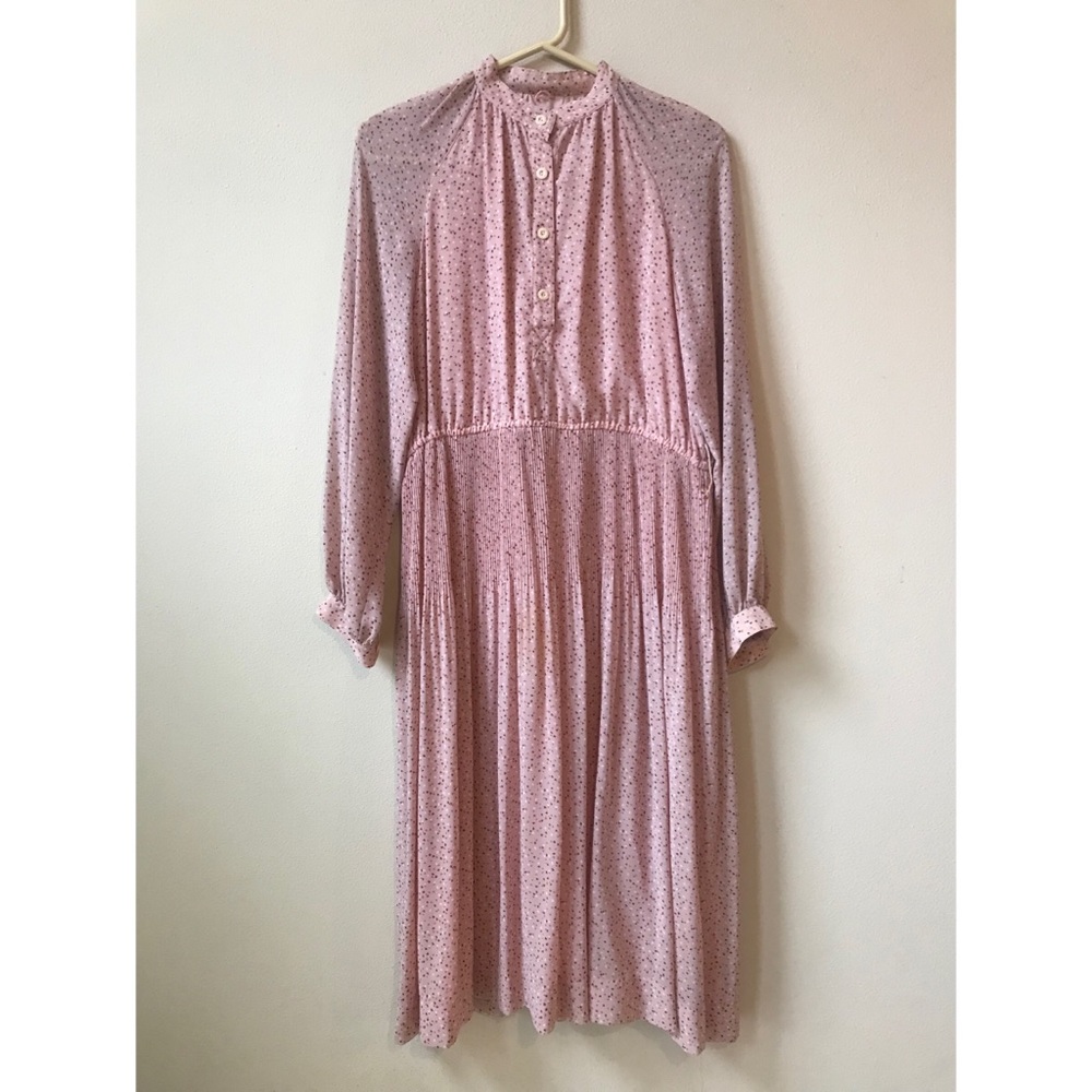 50s, 60s vintage spring pink long sleeve dress